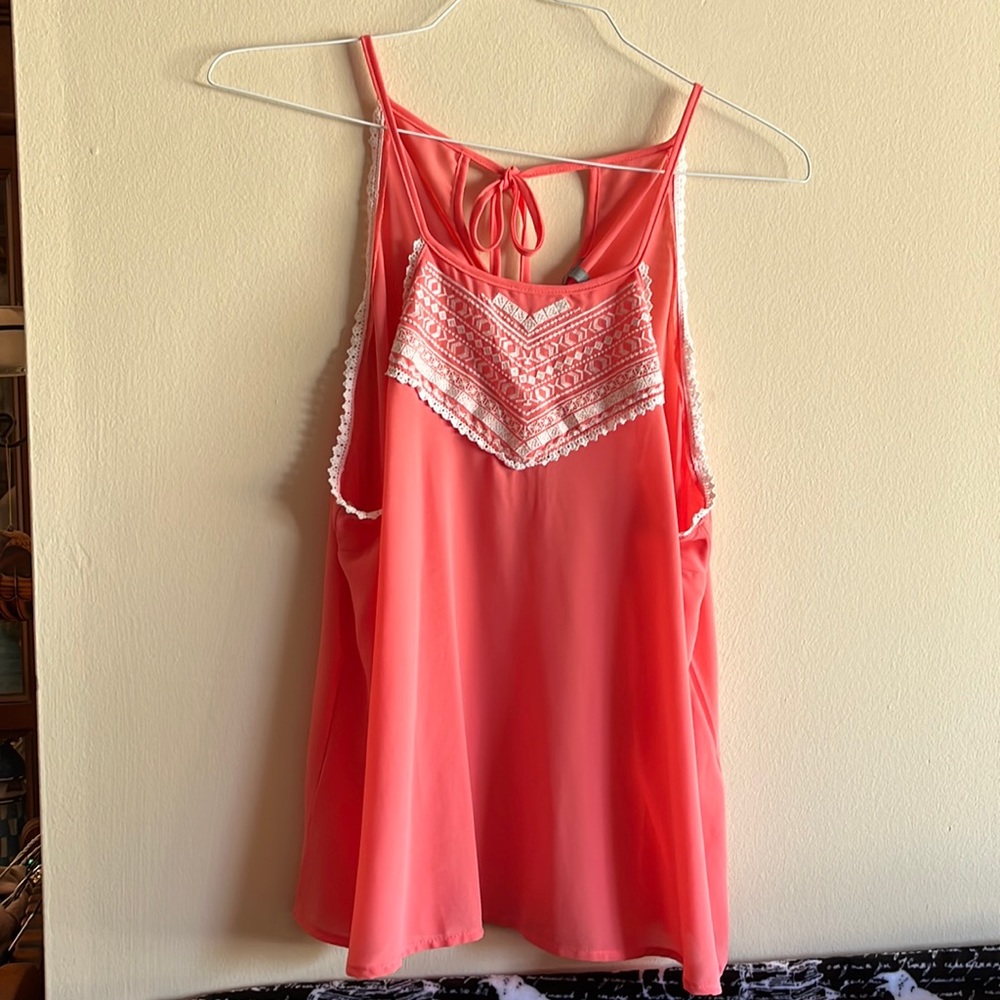 Salmon colored keyhole blouse